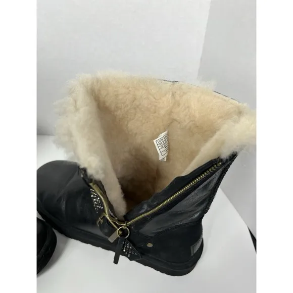 Women's UGG Australia Blaise Crystal Boots Shoes Leather Black Size 10