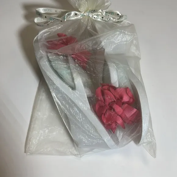 Women's White and Pink Sandals