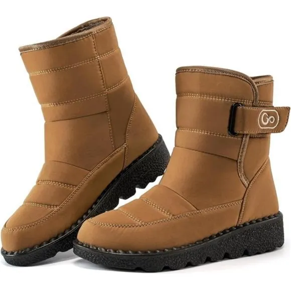 Women's Winter Snow Boots With Warm Lining Non Slip Ankle Booties, Yellow