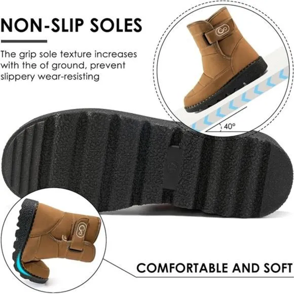 Women's Winter Snow Boots With Warm Lining Non Slip Ankle Booties, Yellow