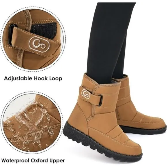 Women's Winter Snow Boots With Warm Lining Non Slip Ankle Booties, Yellow