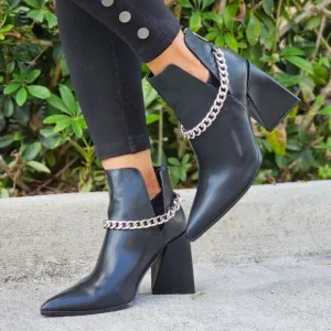 Women's Black Block Heel Chelsea Boots