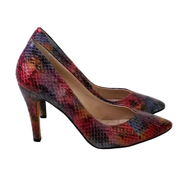 WYTHE NY Idella MULTICOLOR SNAKESKIN LEATHER HIGH HEEL POINTED TOE SHOES Sz 9 US