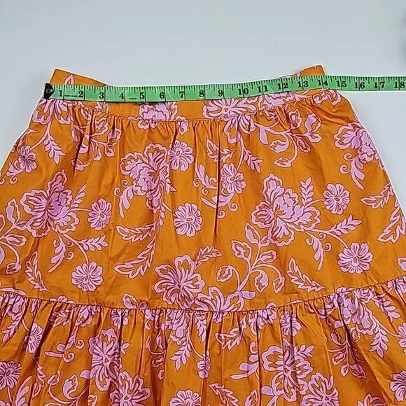 XiRENA -1918 Women's Angeline Tiered Poplin Midi Skirt Orange NWOT Size Large