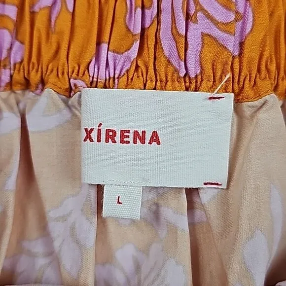 XiRENA -1918 Women's Angeline Tiered Poplin Midi Skirt Orange NWOT Size Large