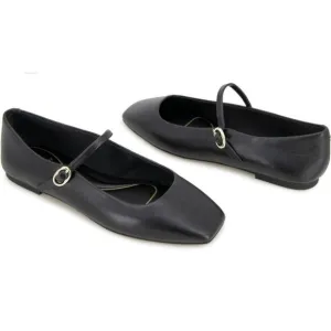 Zara black Buckle Leather Ballet Flats Shoes Size EU 38/US 7.5