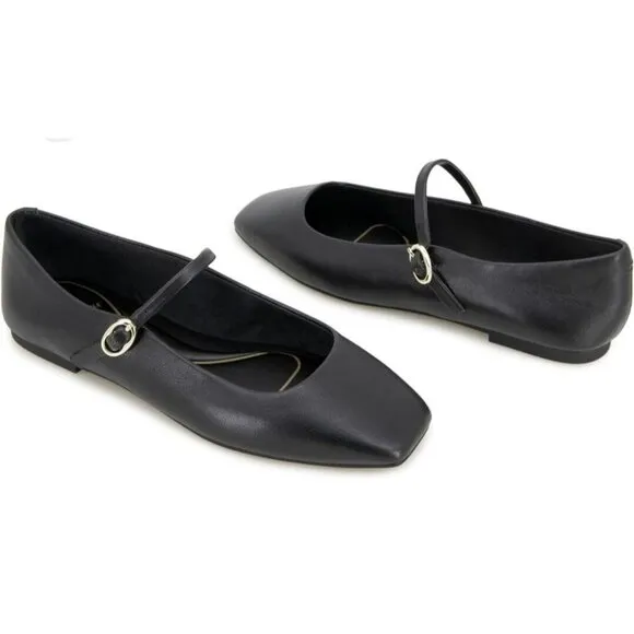Zara black Buckle Leather Ballet Flats Shoes Size EU 38/US 7.5