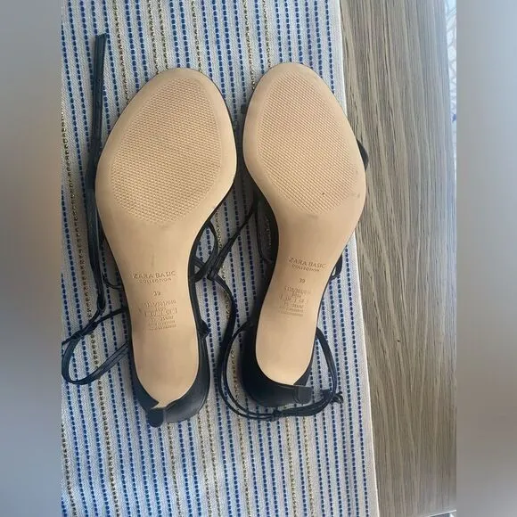 Zara black high shoes with thin straps size 39