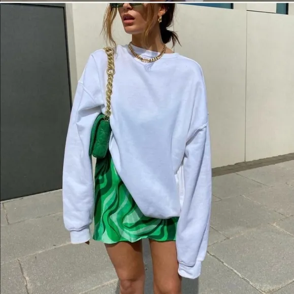 Zara * Bloggers Favorite TikTok Viral green wavy satin drape front dress Mini L