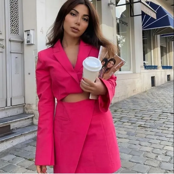 Zara * cut out blazer Mini dress pink XS