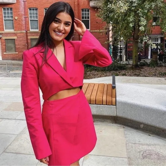 Zara * cut out blazer Mini dress pink XS