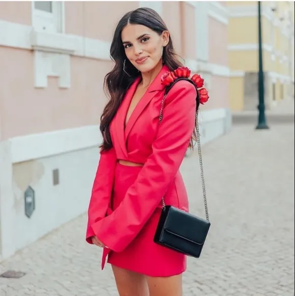 Zara * cut out blazer Mini dress pink XS