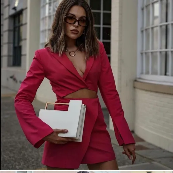 Zara * cut out blazer Mini dress pink XS