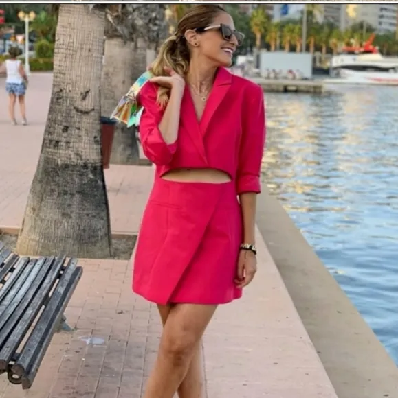 Zara * cut out blazer Mini dress pink XS