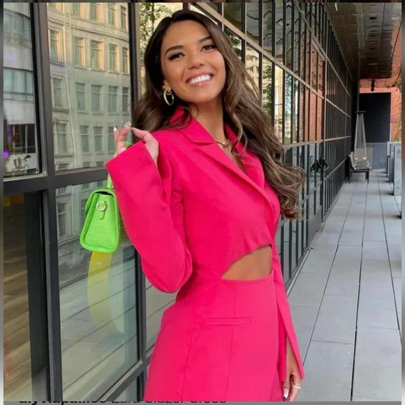 Zara * cut out blazer Mini dress pink XS