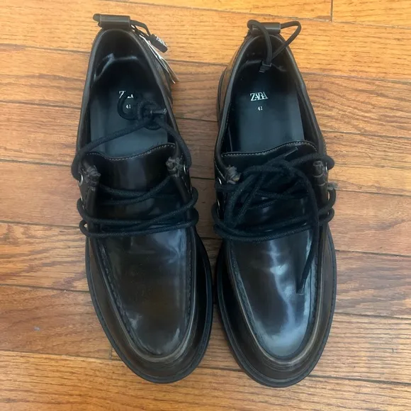 ZARA LOAFERS WITH LACES.  Size 10.  New with tag.