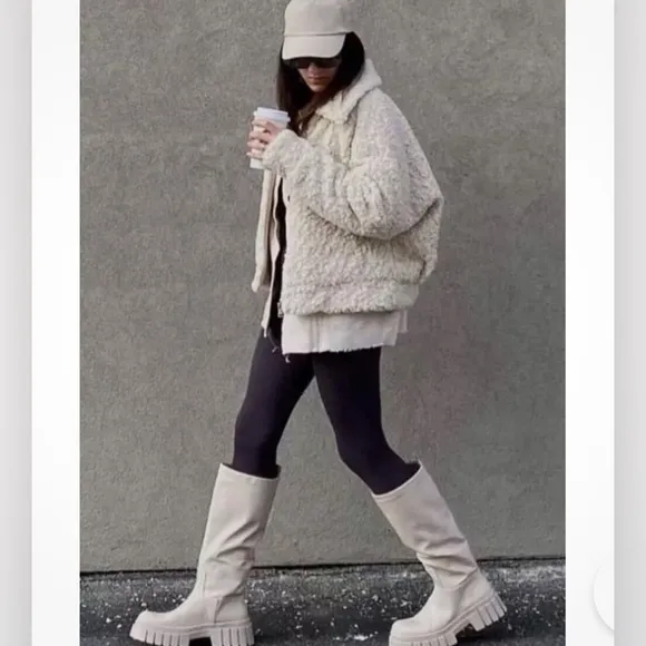 Zara New l! Viral Chunky Rubberized Tall Stylish Winter Combat Boots
