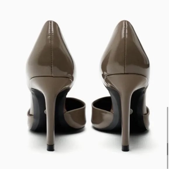 Zara Taupe Pointed Toe High Heel Court Shoes