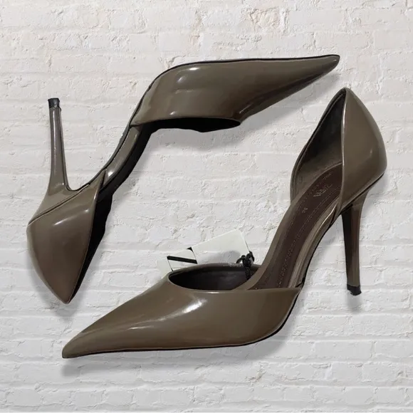 Zara Taupe Pointed Toe High Heel Court Shoes