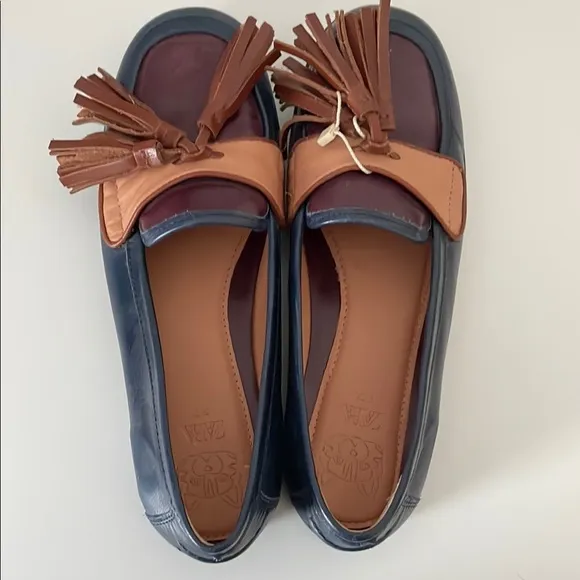 Zara Women's Blue and Brown Loafers