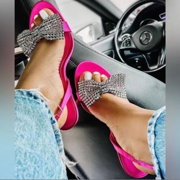 ZARA EMBELLISHED RHINESTONE BOW HIGH HEEL Size 7