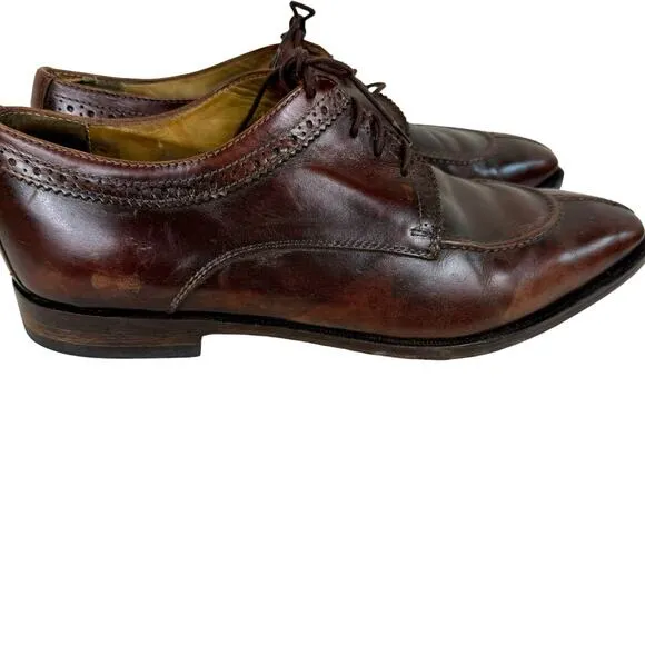 Zelli Chestnut Brown Calfskin Leather Split Toe Oxford Lace Up Dress Shoes 10M
