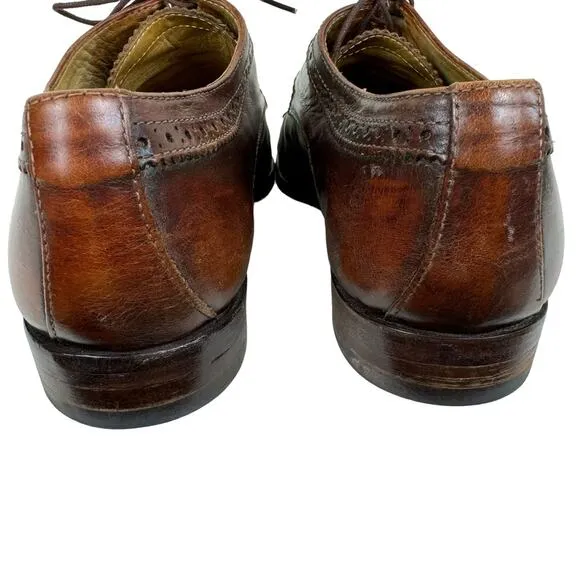 Zelli Chestnut Brown Calfskin Leather Split Toe Oxford Lace Up Dress Shoes 10M