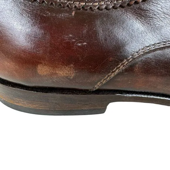 Zelli Chestnut Brown Calfskin Leather Split Toe Oxford Lace Up Dress Shoes 10M