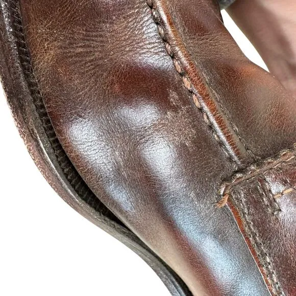 Zelli Chestnut Brown Calfskin Leather Split Toe Oxford Lace Up Dress Shoes 10M