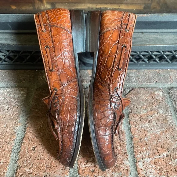 ZELLI GENUINE CROCODILE Loafers HAND CRAFTED IN ITALY MENS SHOES SZ 9.5