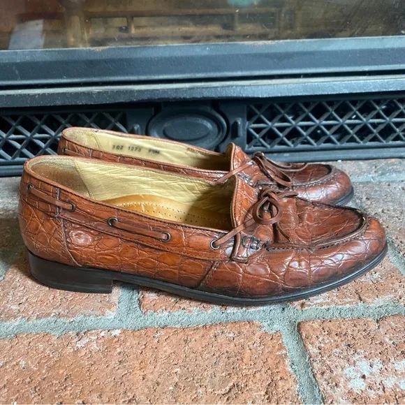 ZELLI GENUINE CROCODILE Loafers HAND CRAFTED IN ITALY MENS SHOES SZ 9.5