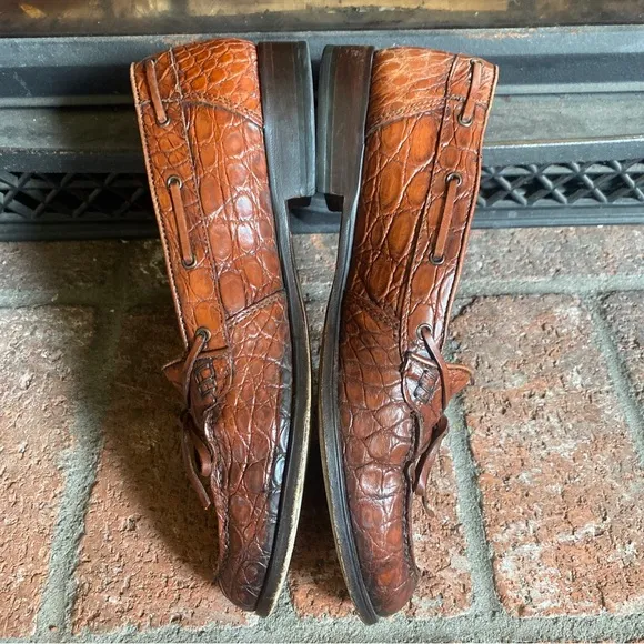 ZELLI GENUINE CROCODILE Loafers HAND CRAFTED IN ITALY MENS SHOES SZ 9.5