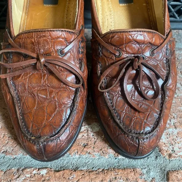 ZELLI GENUINE CROCODILE Loafers HAND CRAFTED IN ITALY MENS SHOES SZ 9.5
