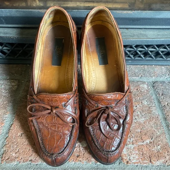 ZELLI GENUINE CROCODILE Loafers HAND CRAFTED IN ITALY MENS SHOES SZ 9.5